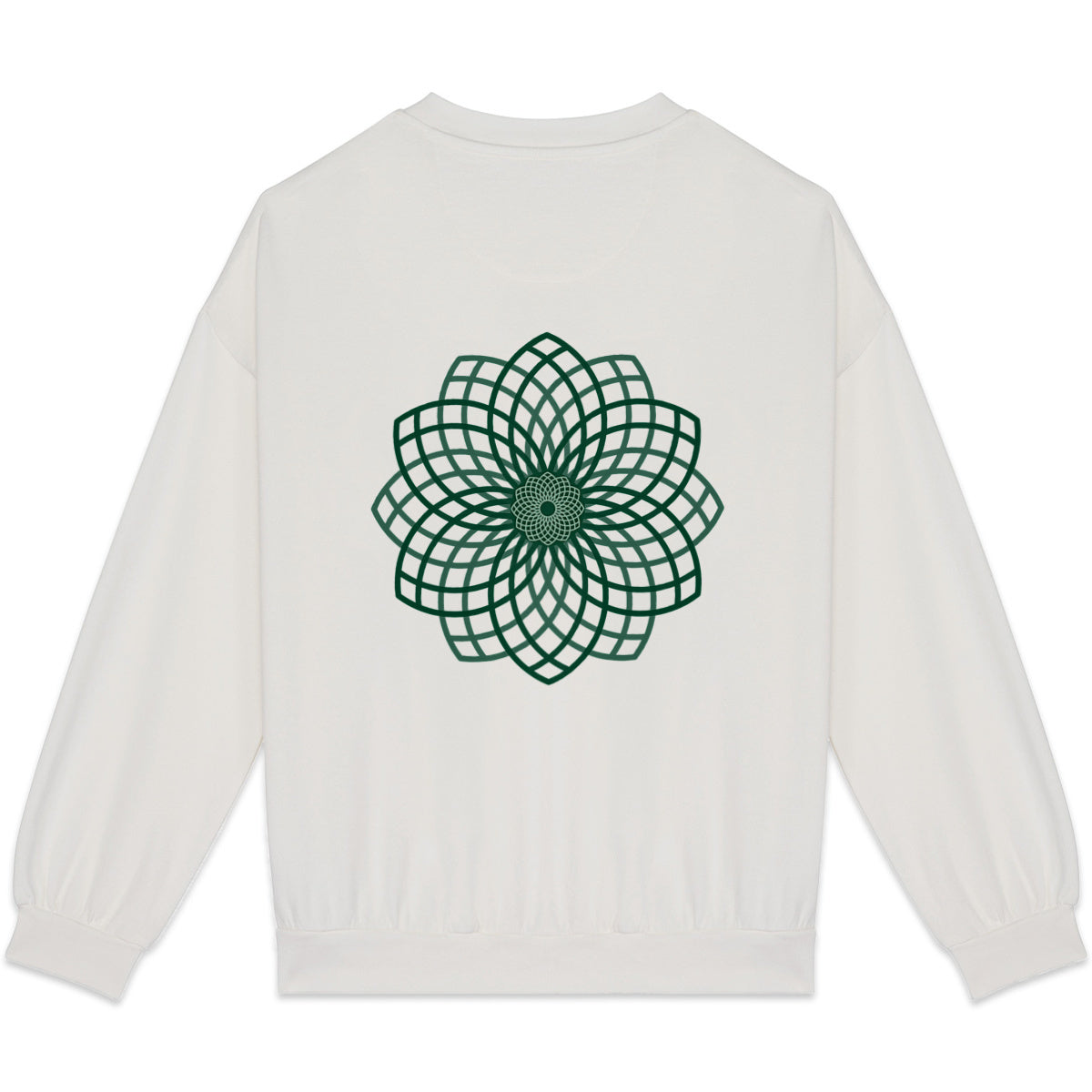 White sacred geometry sweatshirt floral design