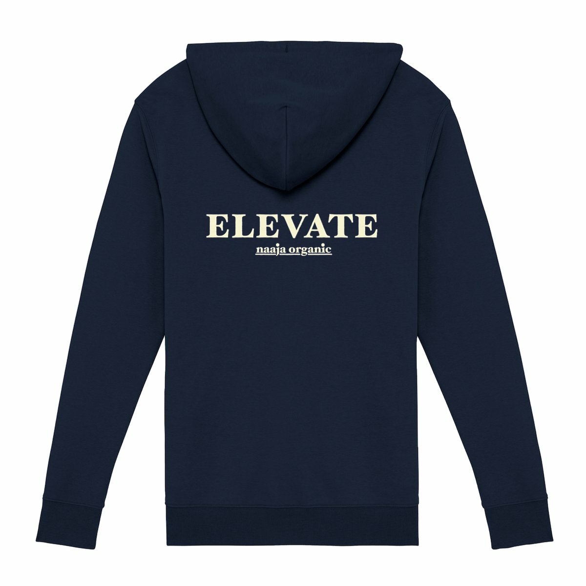 Soft Organic cotton zip hoodie eco friendly sustainable fashion softest clothing wear softest zip hoodies jumper dark navy blue twilight midnight dusk plain front back print naaja organic