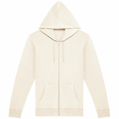 Soft Organic cotton zip hoodie eco friendly sustainable fashion softest clothing wear softest zip hoodies jumper vanilla off white beige cream ivory plain front mandala art back print sacred geometry back print design