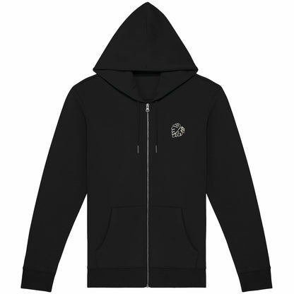 Soft Organic cotton zip hoodie sustainable eco friendly fashion clothing wear softest zip hoodies black jumper dark twilight midnight dusk plain front monstera print hoodie monstera leaf zip hoodie naaja