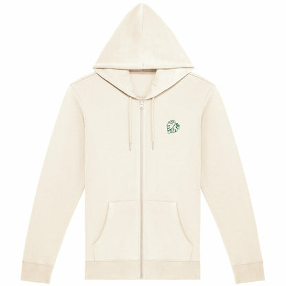 Soft Organic cotton zip hoodie sustainable eco friendly fashion clothing wear softest zip hoodies ivory hoodie cream zip hoodie off white vanilla hoodie naaja monstera print hoodie monstera leaf zip hoodie