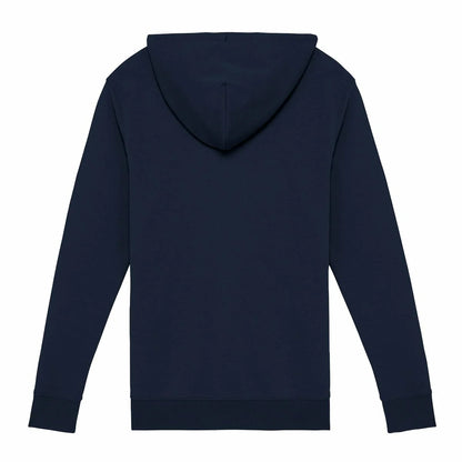 Soft Organic cotton zip hoodie sustainable eco friendly fashion clothing wear softest zip hoodies jumper dark blue navy blue twilight midnight dusk plain front naaja monstera print hoodie monstera leaf zip hoodie