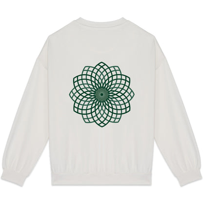 White sacred geometry sweatshirt floral design