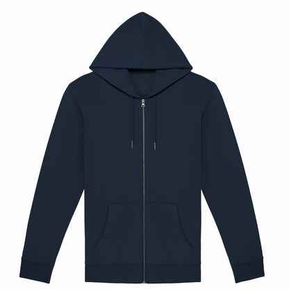 Soft Organic cotton zip hoodie eco friendly sustainable fashion softest clothing wear softest zip hoodies jumper dark colour jet black midnight dusk charcoal plain front sacred geometry design back print mandala back print art plain front