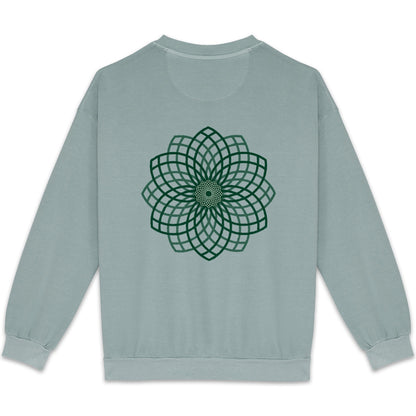 Aqua blue green sweatshirt with sacred geometry mandala print